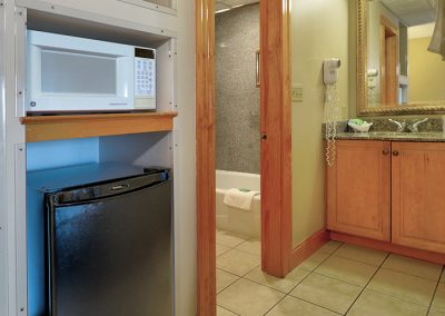Vanity with Microwave & Fridge