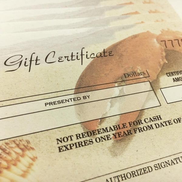 Gift Certificate Example